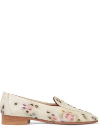 The Row Adam Embroidered Raffia Loafers Neutral