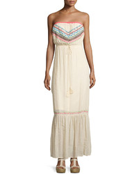 Beige Embroidered Maxi Dress