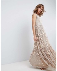 Needle & Thread High Neck Maxi Gown With Embroidery And Embellisht