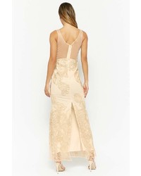 Forever 21 Metallic Embroidered Mesh Gown