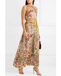 RED Valentino Redvalentino Embroidered Tulle Maxi Dress Beige