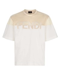 Fendi Logo Embroidered Mesh T Shirt