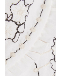 Vilshenko Kora Embroidered Cotton Voile Midi Dress Ecru