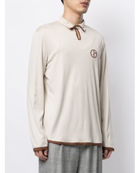Giorgio Armani Embroidered Logo Long Sleeve Polo Shirt