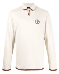 Giorgio Armani Embroidered Logo Long Sleeve Polo Shirt