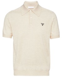 Prada Logo Embroidered Cashmere Polo Shirt