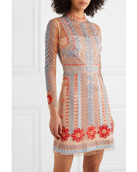 Temperley London Teahouse Embroidered Tulle Mini Dress