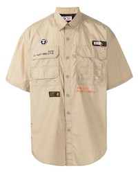 AAPE BY A BATHING APE Aape By A Bathing Ape Logo Print Button Up Shirt