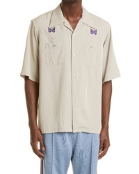 Needles Cowboy One Up Short Sleeve Snap Up Camp Shirt In Beige At Nordstrom