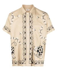 Bode Embroidered Silk Short Sleeve Shirt