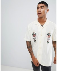 ASOS DESIGN Oversized Revere Shirt With Embrodiery