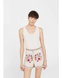 Mango Floral Embroidered Shorts