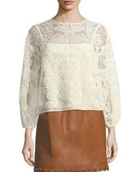 RED Valentino Redvalentino Ramage Embroidered Organza Tulle Blouse