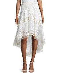 Alexis Belle Embroidered High Low Skirt Pearl White