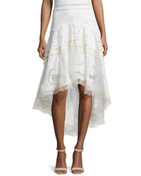 Alexis Belle Embroidered High Low Skirt Pearl White