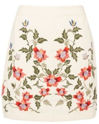 Topshop Floral Embroidered Skirt