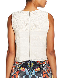 Alice + Olivia Finlay Embroidered Lace Shell