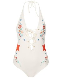 Topshop Star And Floral Embroidered Swimsuit