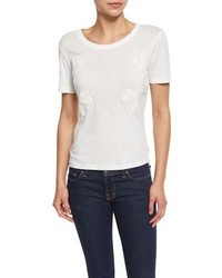 See by Chloe Short Sleeve Embroidered Jersey Tee Cloud Dancer