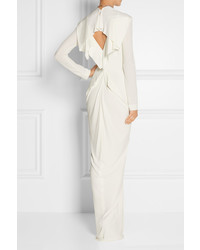 Roland Mouret Compeyson Open Back Stretch Crepe Gown Cream