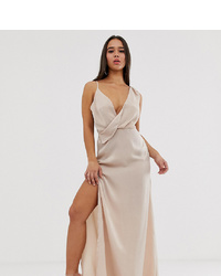 PrettyLittleThing Maxi Dress With Shoulder Ring Detail In Oyster