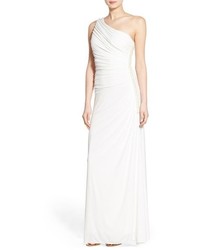 Speechless Ruched One Shoulder Gown Size 3 Ivory