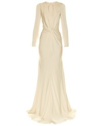 Alexander McQueen Twist Front Long Sleeved Cady Gown