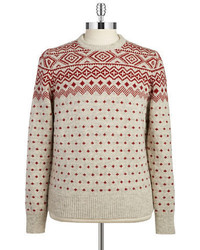 Brooks Brothers Red Fleece Fair Isle Patterned Knit Sweater