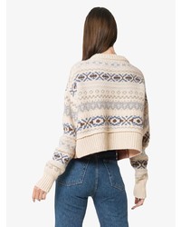 Miu Miu Fair Isle Knitted Cropped Virgin Wool Sweater
