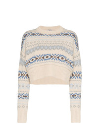 Miu Miu Fair Isle Knitted Cropped Virgin Wool Sweater