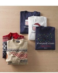 Vineyard Vines Rag Fair Isle Crewneck Sweater With Suede Elbow Patches