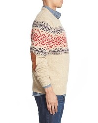 Vineyard Vines Rag Fair Isle Crewneck Sweater With Suede Elbow Patches
