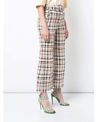 MSGM Check Tweed Cropped Flared Trousers