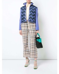 MSGM Check Tweed Cropped Flared Trousers