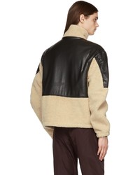 Gmbh Beige Fleece Faux Leather Jacket