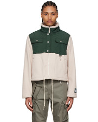 Reese Cooper®  Off White And Green Sherpa Fleece Jacket