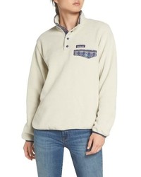 Beige Fleece Zip Neck Sweater