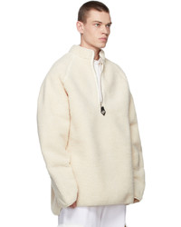We11done Off White Oversized Fleece Half Zip Sweatshirt