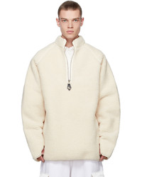 We11done Off White Oversized Fleece Half Zip Sweatshirt