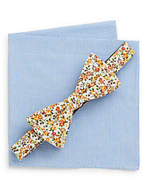 Original Penguin Ambay Floral Bow Tie Checkered Pocket Square Set