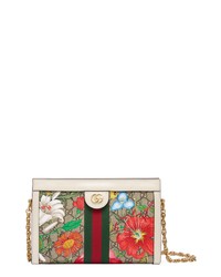 Beige Floral Canvas Crossbody Bag