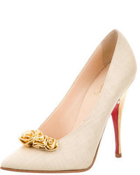Christian Louboutin Canvas Pointed Toe Pumps