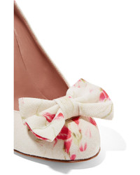 RED Valentino Redvalentino Bow Embellished Floral Print Canvas Pumps