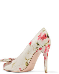 RED Valentino Redvalentino Bow Embellished Floral Print Canvas Pumps