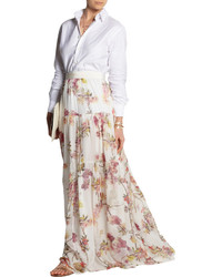 Giambattista Valli Floral Print Silk Chiffon Maxi Skirt