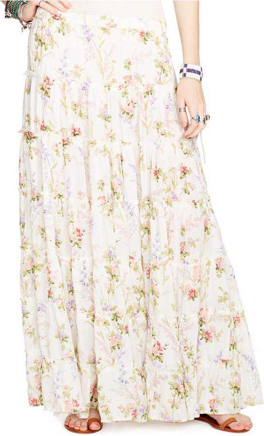 Denim & Supply Ralph Lauren Floral Print Tiered Maxi Skirt, $98 | Macy's |  Lookastic