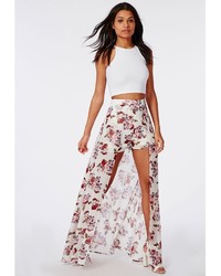Missguided Floral Print Shorts With Maxi Skirt Detail | Where to ...