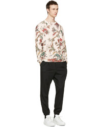 McQ Alexander Ueen Beige Oversized Floral Sweatshirt