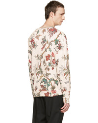 McQ Alexander Ueen Beige Oversized Floral Sweatshirt