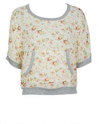 Delia's Ivory Floral Kanga Pocket Sweatshirt